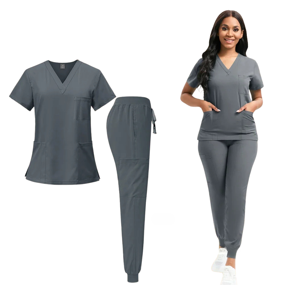 Uniforme femme avec col en V fin + jogging