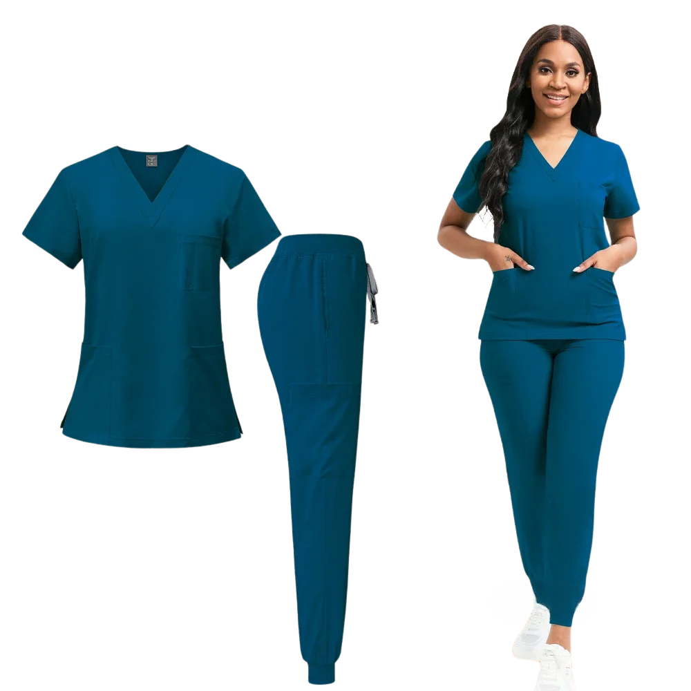 Uniforme femme avec col en V fin + jogging