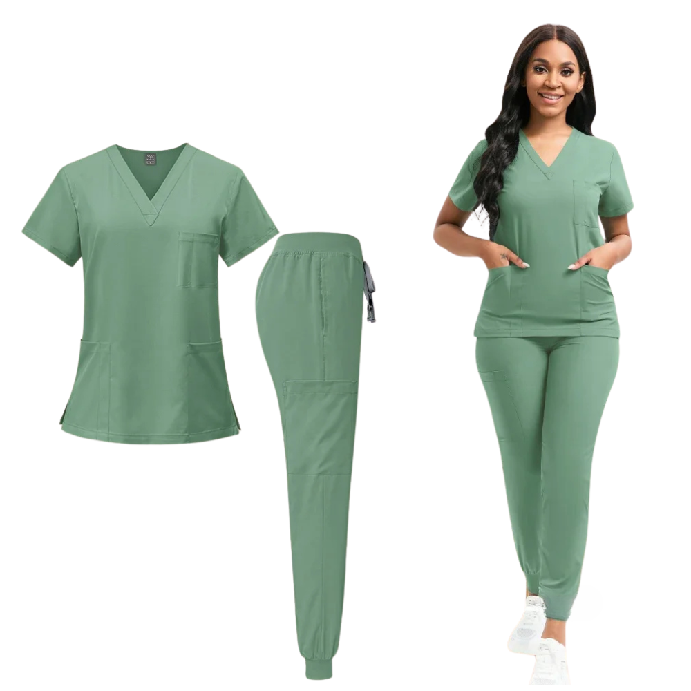 Uniforme femme avec col en V fin + jogging