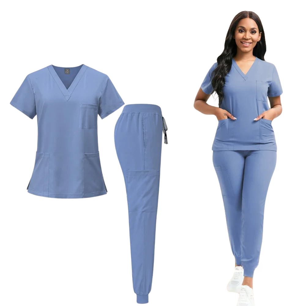 Uniforme femme avec col en V fin + jogging