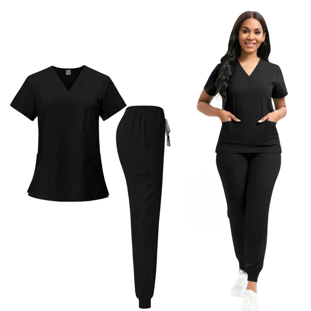 Uniforme femme avec col en V fin + jogging