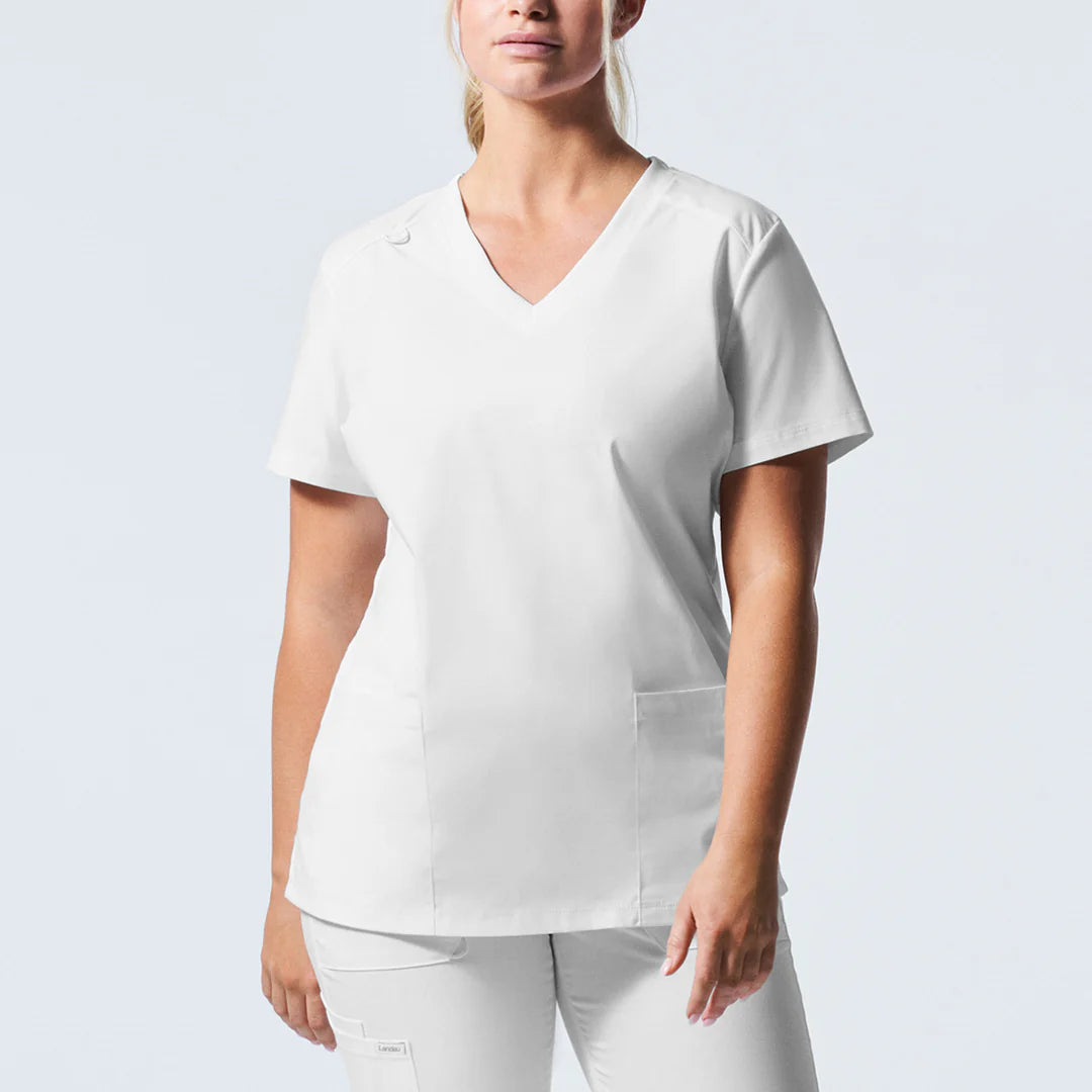 Haut médicale blanc pour femme avec col en V ( haute qualité )