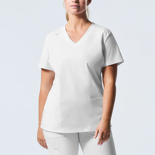 Haut médicale blanc pour femme avec col en V ( haute qualité )