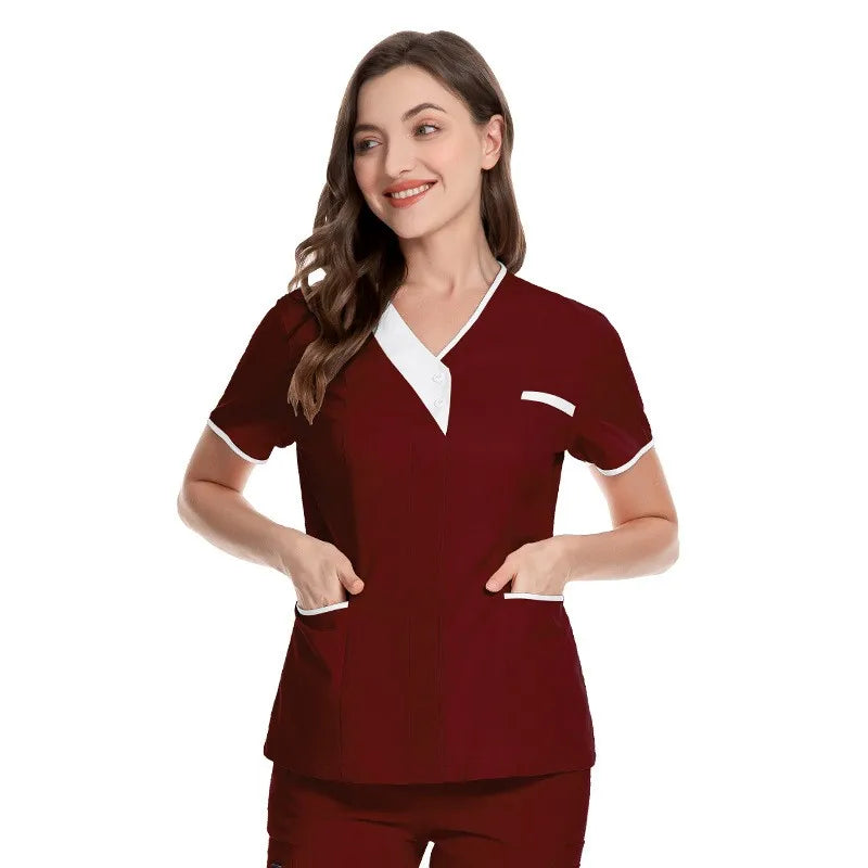 Haut avec col en V blanc pour femme