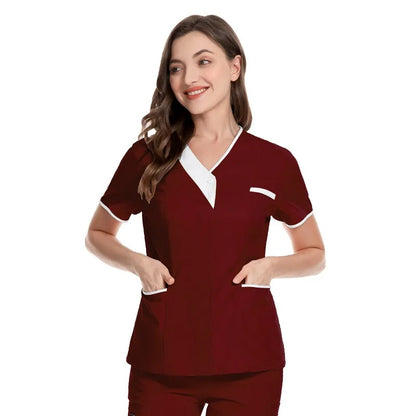 Haut avec col en V blanc pour femme