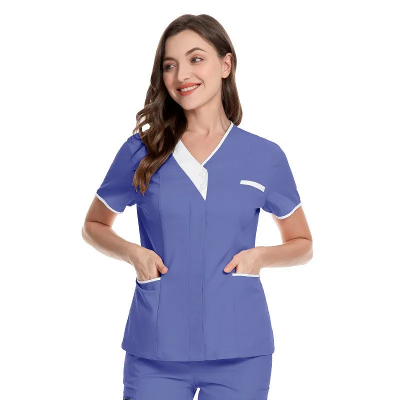 Haut avec col en V blanc pour femme