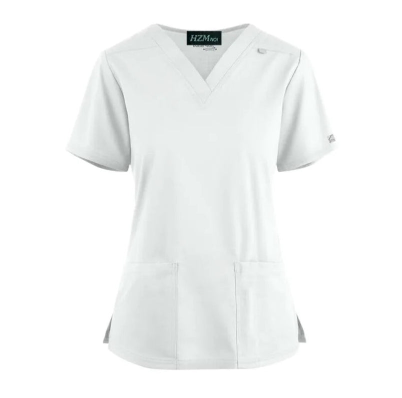 Haut médicale blanc pour femme avec col en V ( haute qualité )