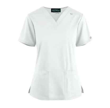 Haut médicale blanc pour femme avec col en V ( haute qualité )