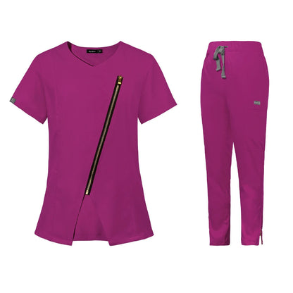 Uniforme médicale avec fermeture éclaire inclinée