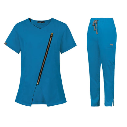 Uniforme médicale avec fermeture éclaire inclinée