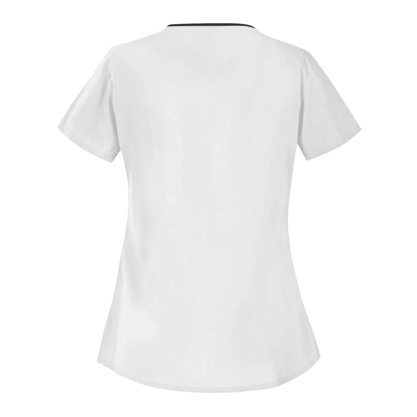 Haut de gommage médicaux blanc à col noir pour femme