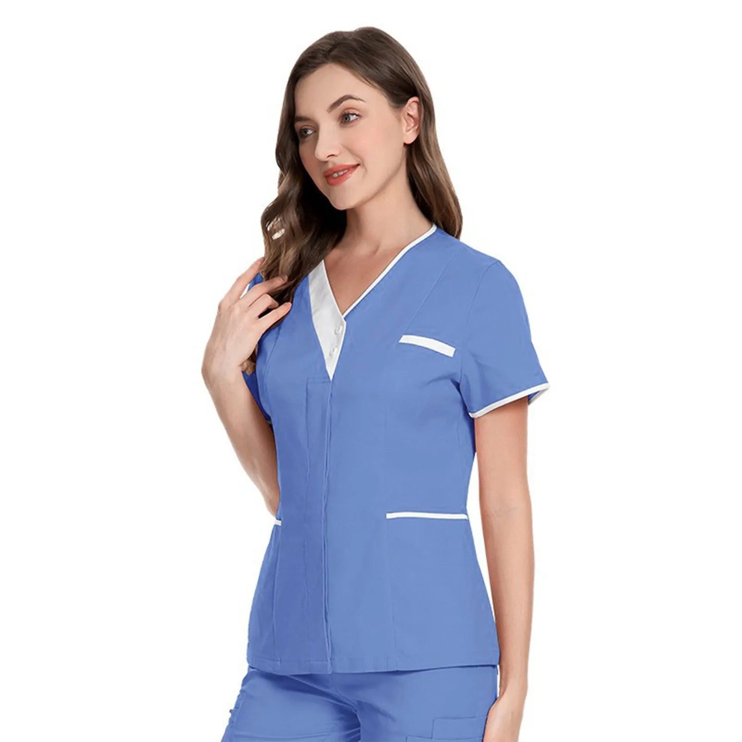 Haut avec col en V blanc pour femme