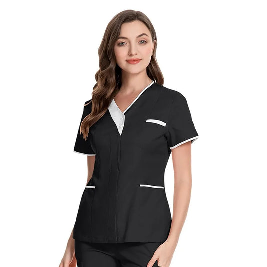 Haut avec col en V blanc pour femme